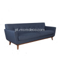 Sofá de tecido Midcentury 3 Seater com moldura de madeira